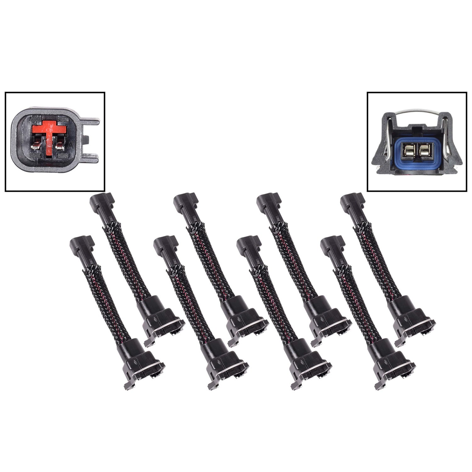 ICT Billet USCAR EV6 to Jetronic EV1 Fuel Injector Harness Adapter (Set of 8)