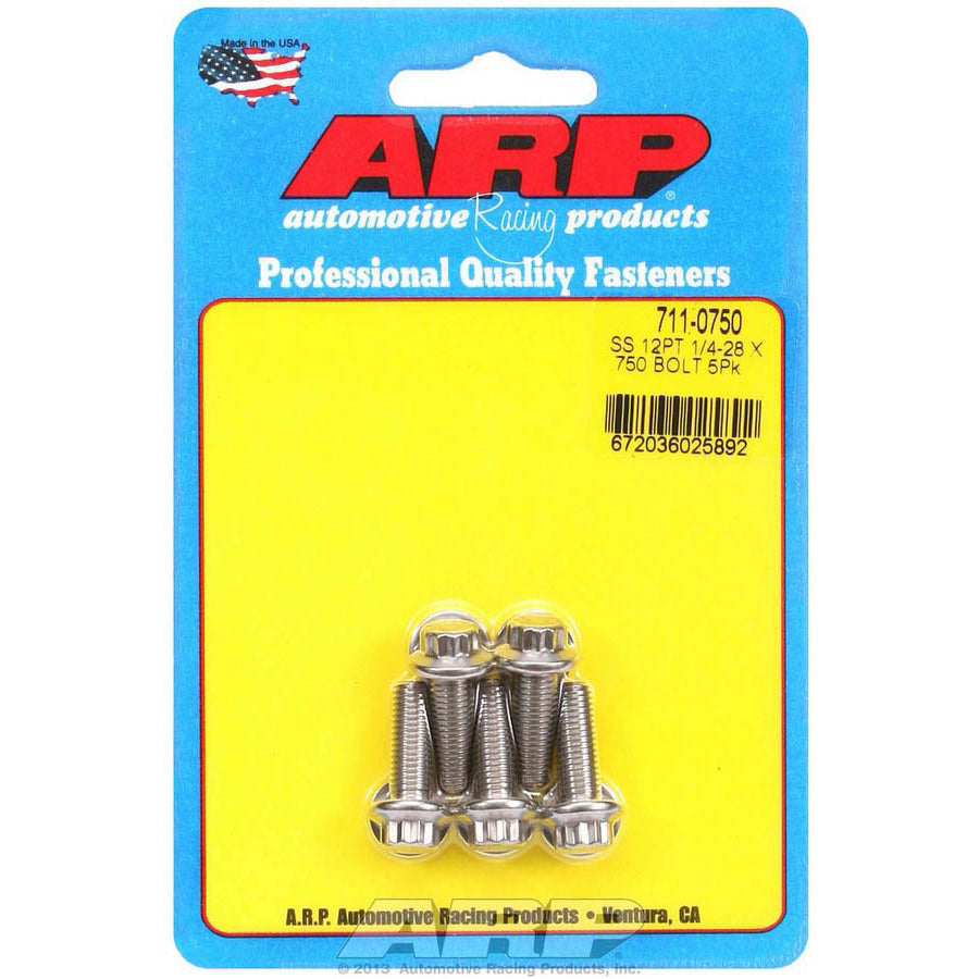 ARP Stainless Steel Bolt Kit - 12 Point (5) 1/4-28 x .750