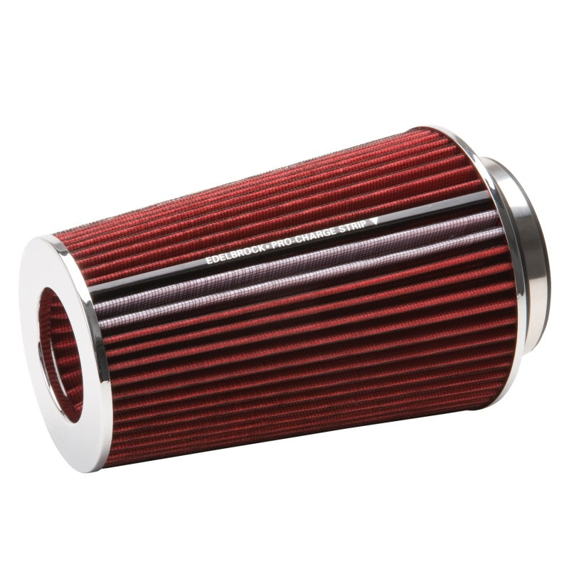Edelbrock Pro-Flo Air Filter Element Conical 6" Base 4-3/4" Top Diameter - 10-1/2" Tall - Chrome/Red