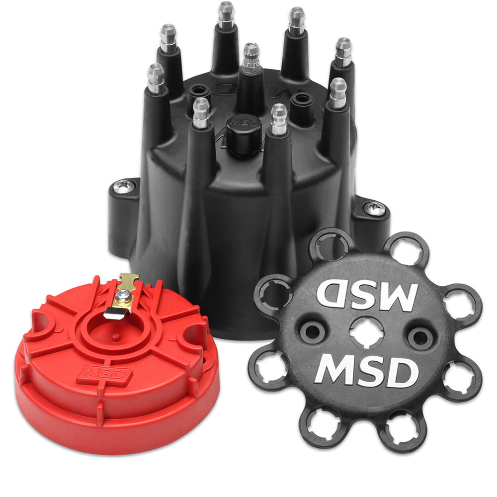MSD Distributor Cap & Rotor Kit Chevy V8 HEI Black