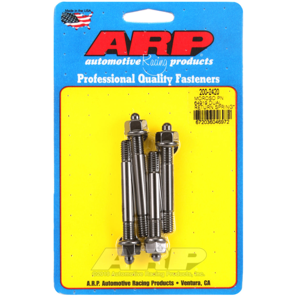 ARP Carburetor Stud - Hex Nuts - Chromoly - Black Oxide - Moroso Dual Throttle Return Spring Bracket - (Set of 4)