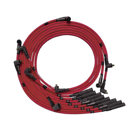 Moroso Ultra Spiral Core Spark Plug Wire Set - 8 mm - Sleeved - Red - Straight Plug Boots - Socket Style - Mopar B/RB-Series