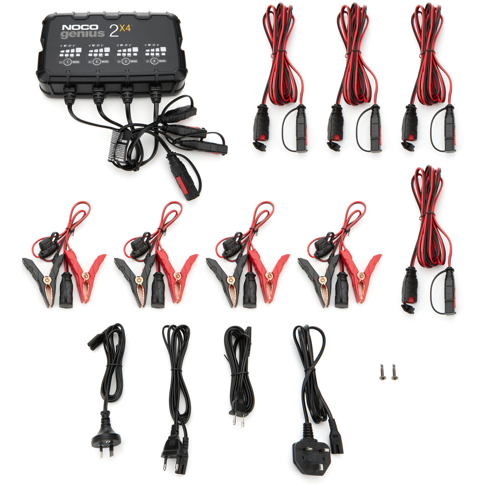 NOCO Genius 12V Battery Charger - 8 amp - 4-Bank - Quick Connect Harness