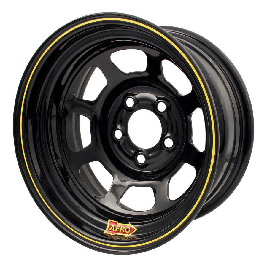 Aero 50 Series Rolled Wheel - Black - 15" x 7" - 5 x 5" Bolt Circle - 4" Back Spacing - 21 lbs.