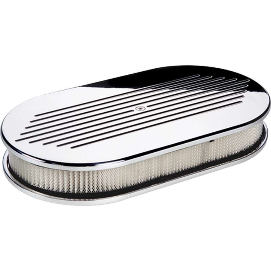 Billet Specialties Large Oval Ball Milled Air Cleaner Assembly - Polished - 2 in. Filter Height