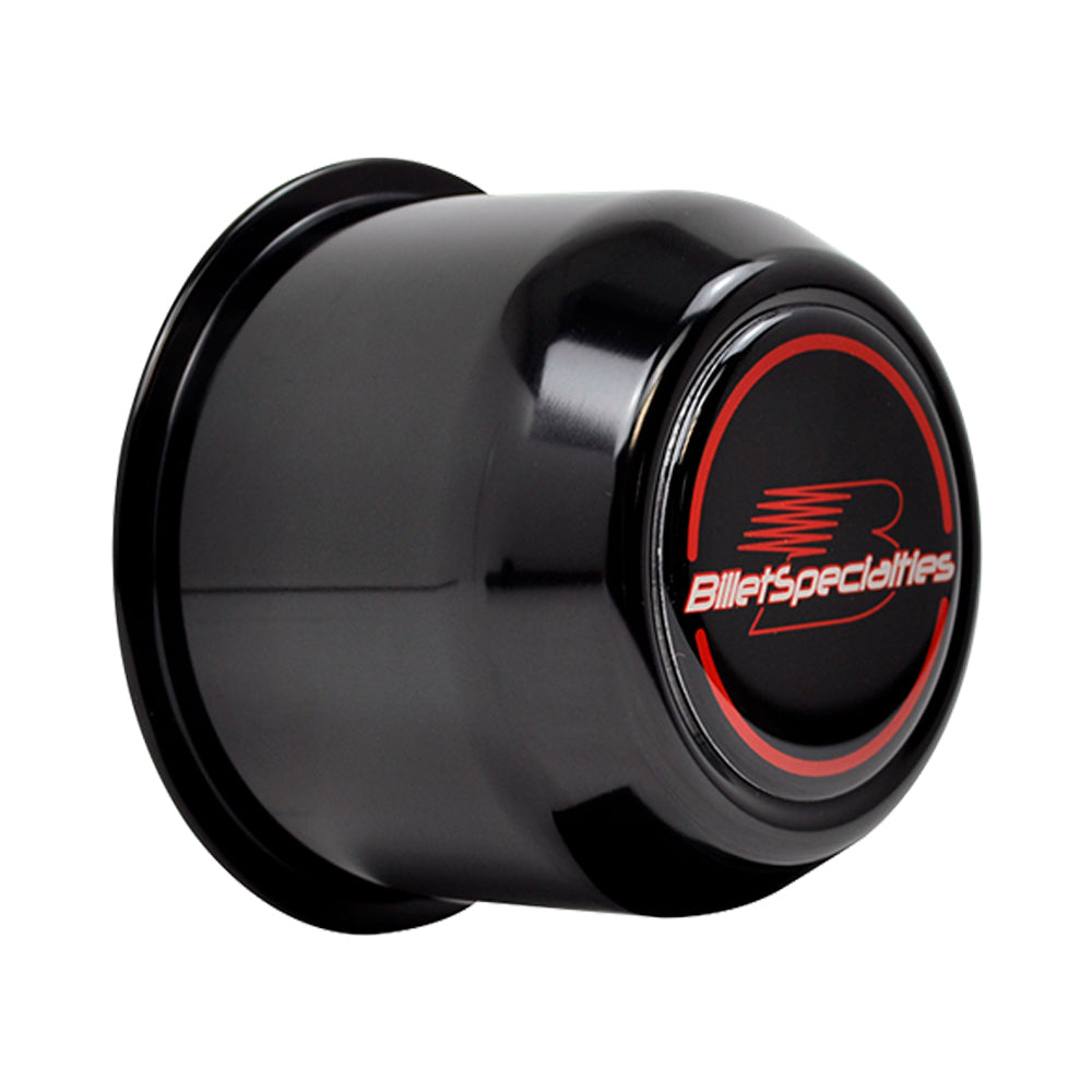 Billet Specialties Wheel Center Cap - 3.50" Tall - Closed End - Black - Billet Logo