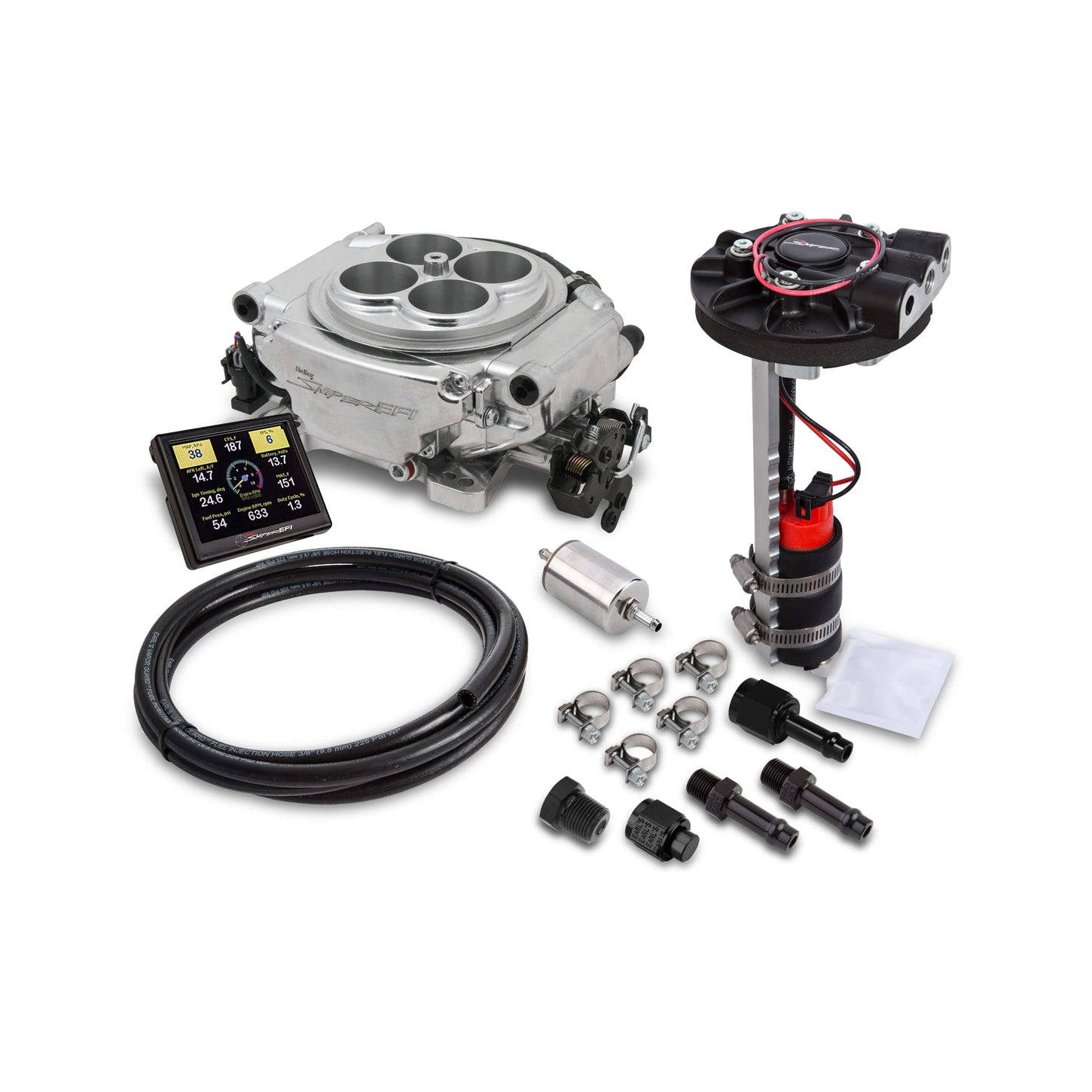 Sniper EFI Fuel Injection - Throttle Body - Square Bore - In-Tank Fuel Pump - Polished