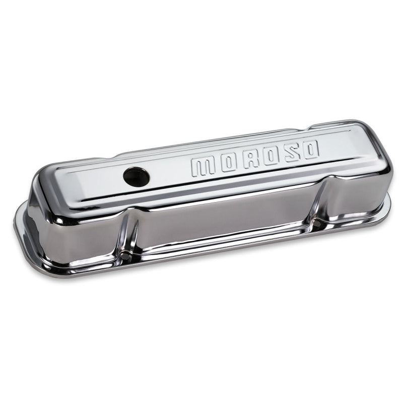 Moroso Chrome B/E Valve Covers Pontiac V8 Tall w/ Baffle