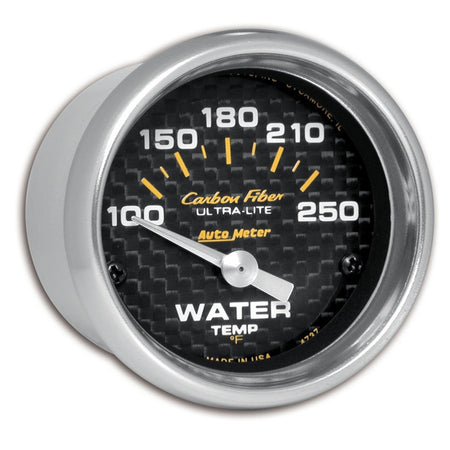 Auto Meter Carbon Fiber Electric Water Temperature Gauge - 2-1/16" - 100°-250° F