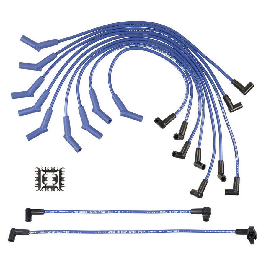 ACCEL Super Stock Spiral Spark Plug Wire Set - Custom Fit - 8mm - Spiral Core - Blue