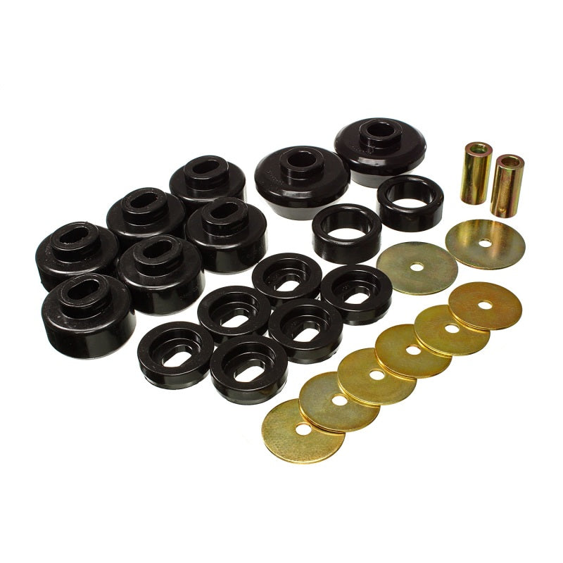 Energy Suspension Hyper-Flex Body Mount Bushing - Hardware Included - Polyurethane/Steel - Black/Cadmium
