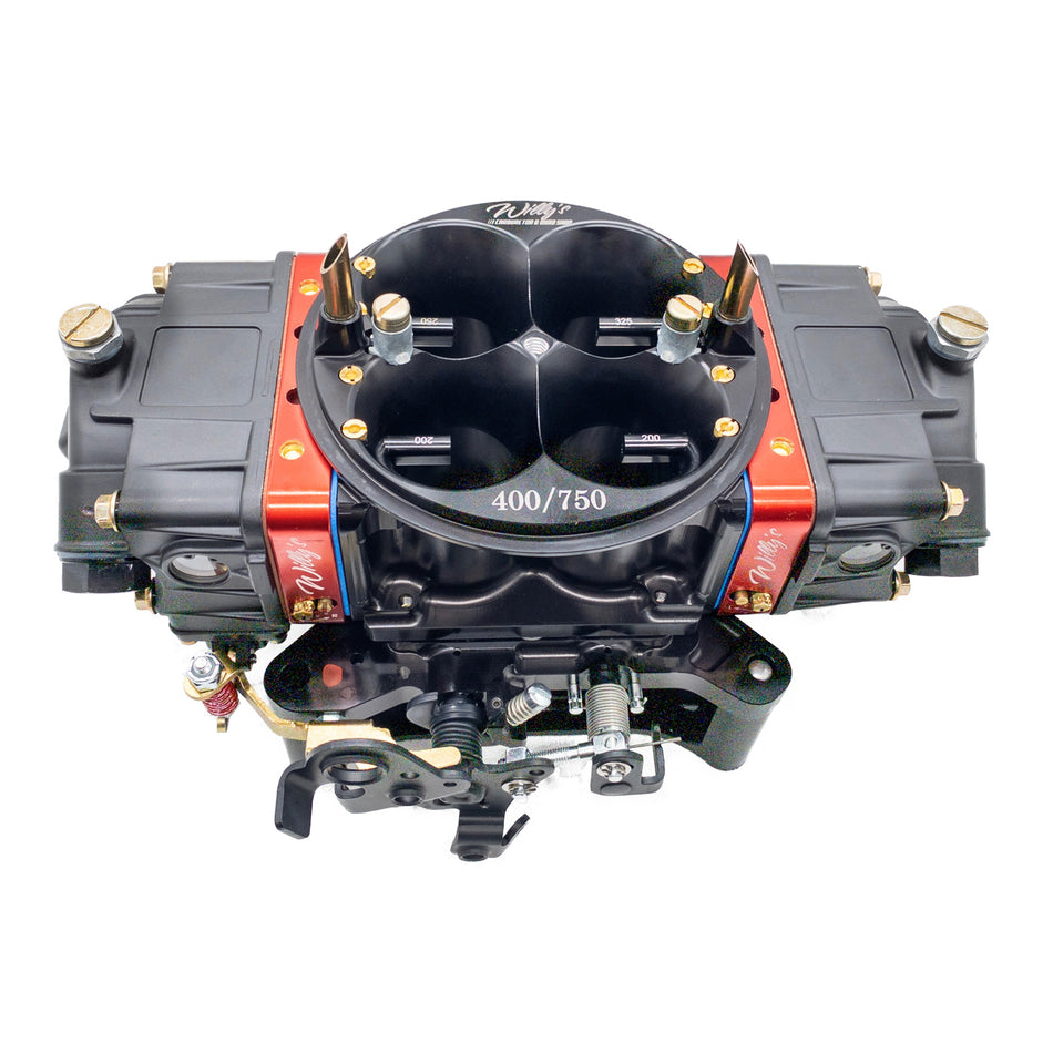 Willy's Equalizer Carburetor - 4-Barrel - 750 CFM - Square Bore - No Choke - Mechanical Secondary - Dual Inlet - Black Powder Coat - E85