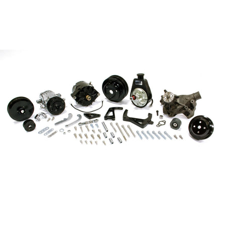 March Performance Sport Track Pulley Kit 6 Rib Serpentine Aluminum Clear Powder Coat - Long Water Pump