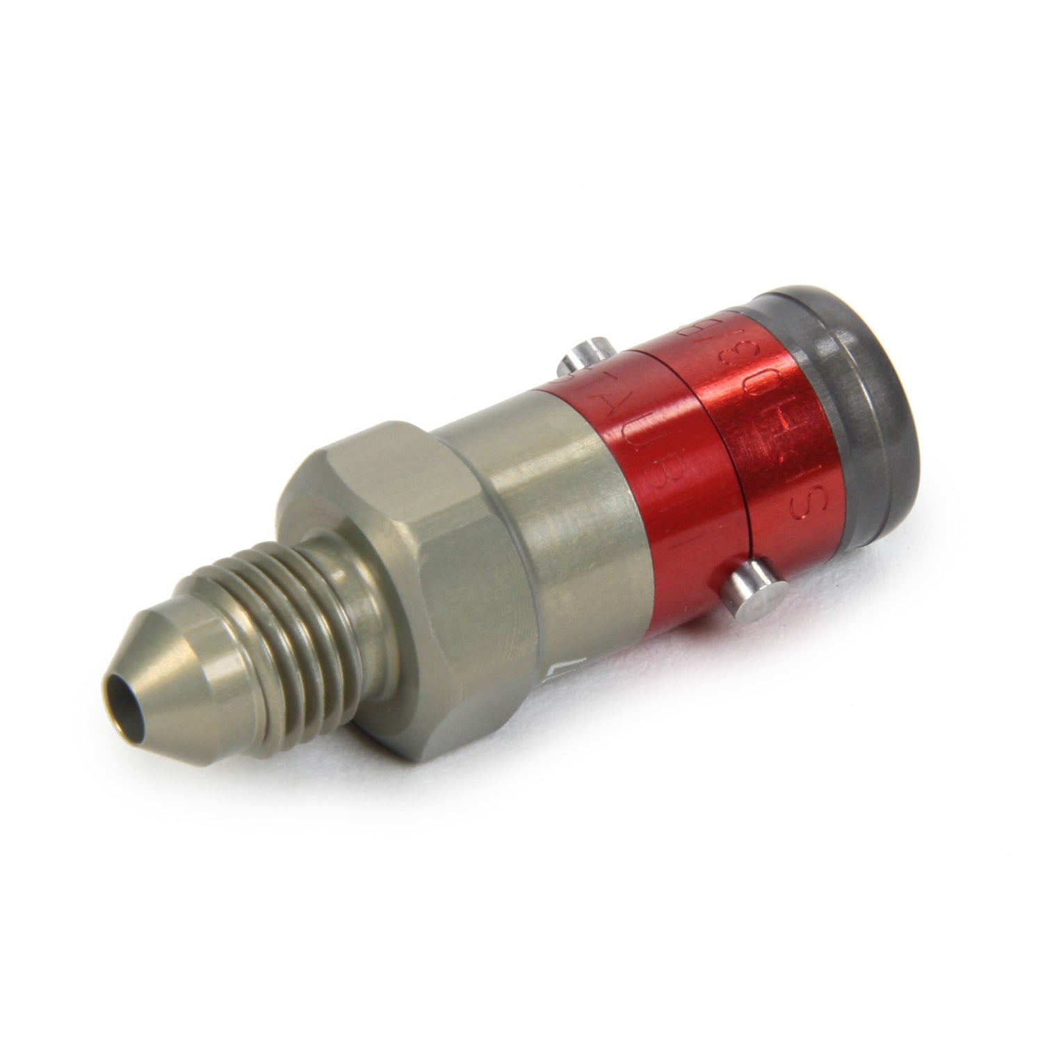 Ti22 Premium Quick Disconnect Fitting - 3 AN Male to Female Disconnect - Aluminum - Red/Natural