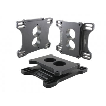 Wilson Manifolds 1" Thick Carburetor Adapter 2 Hole Holley 2 Barrel to Square Bore Aluminum - Black Anodize