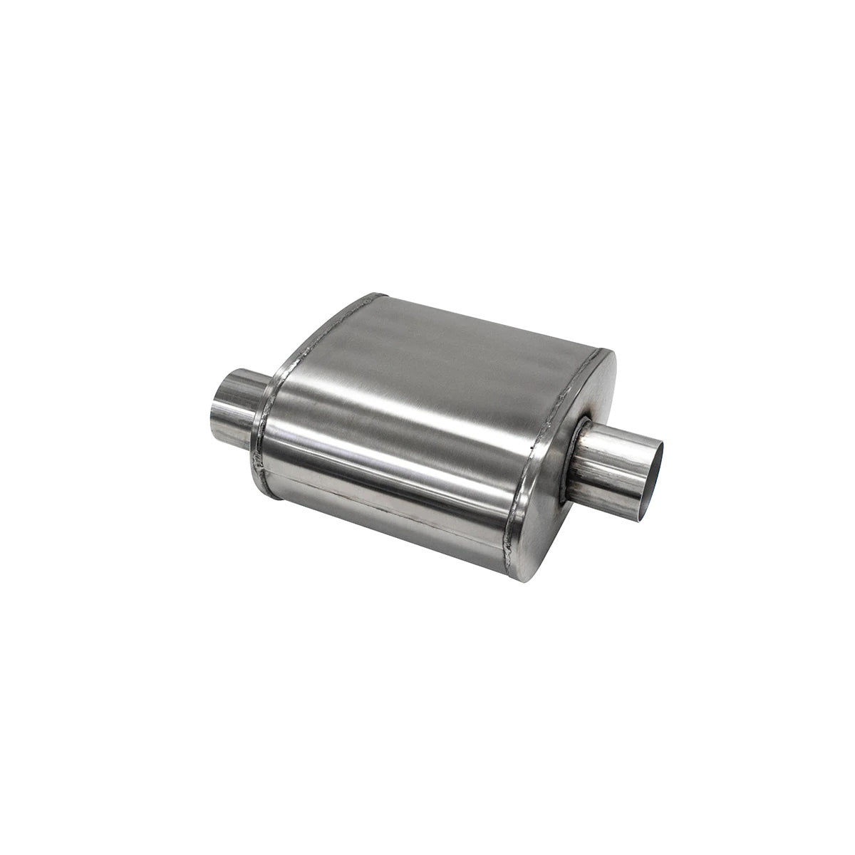 Corsa Pro Series Muffler - 2.5 in Offset Inlet - 2.5 in Center Outlet - 10 x 11 x 6.25 in Oval Body - 16 in Long - Stainless