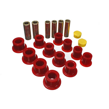 Energy Suspension Hyper-Flex Leaf Spring Bushing Kit - Front - Polyurethane/Steel - Red/Cadmium - Super Duty