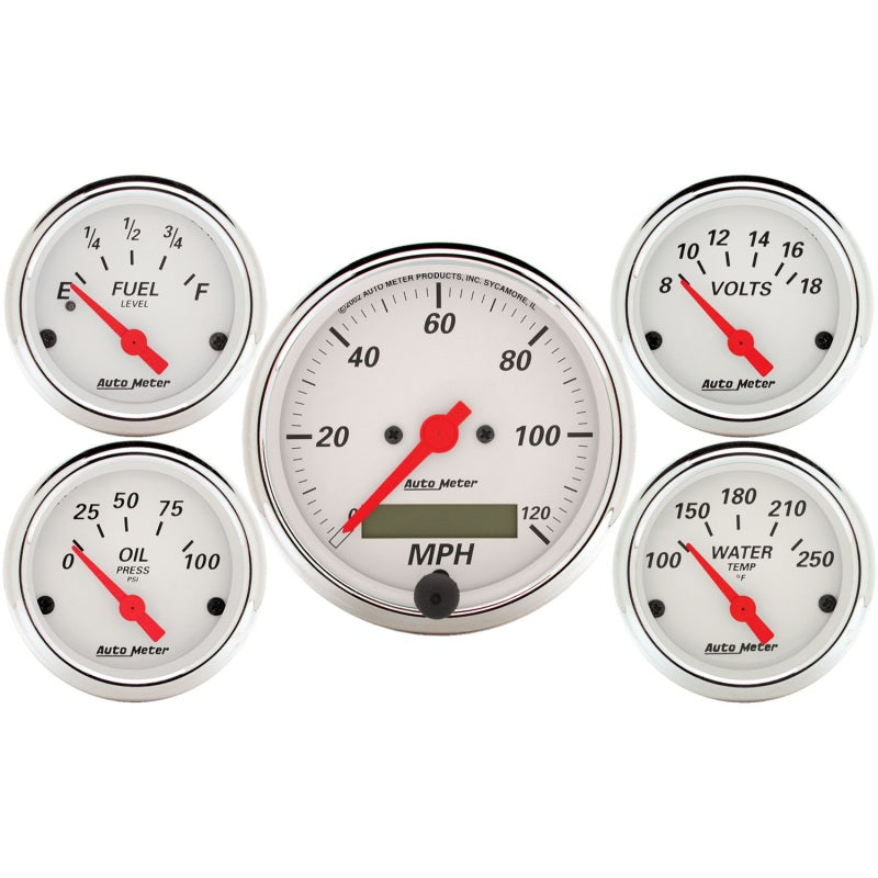 Auto Meter Arctic White Street Rod Kit - Includes 3-1/8 in. 120 MPH Electric Speedometer