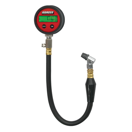 Moroso Tire Pressure Gauge - Digital - 2-5/8" Diameter - Red Face - Backlit