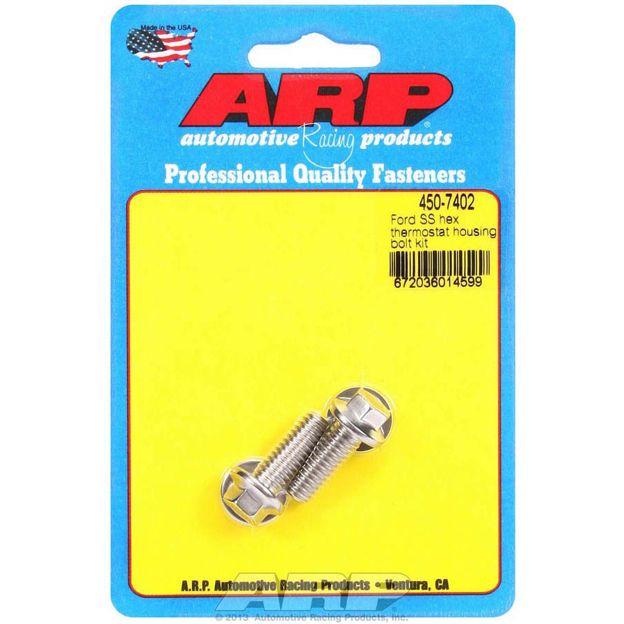 ARP Thermostat Housing Bolt Kit - 5/16 in Male Thread - 0.875 in Long - Hex Head - Polished - Small Block Ford