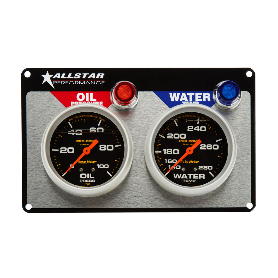 Allstar Performance Auto Meter Pro-Comp Liquid-Filled 2 Gauge Panel - WT/OP