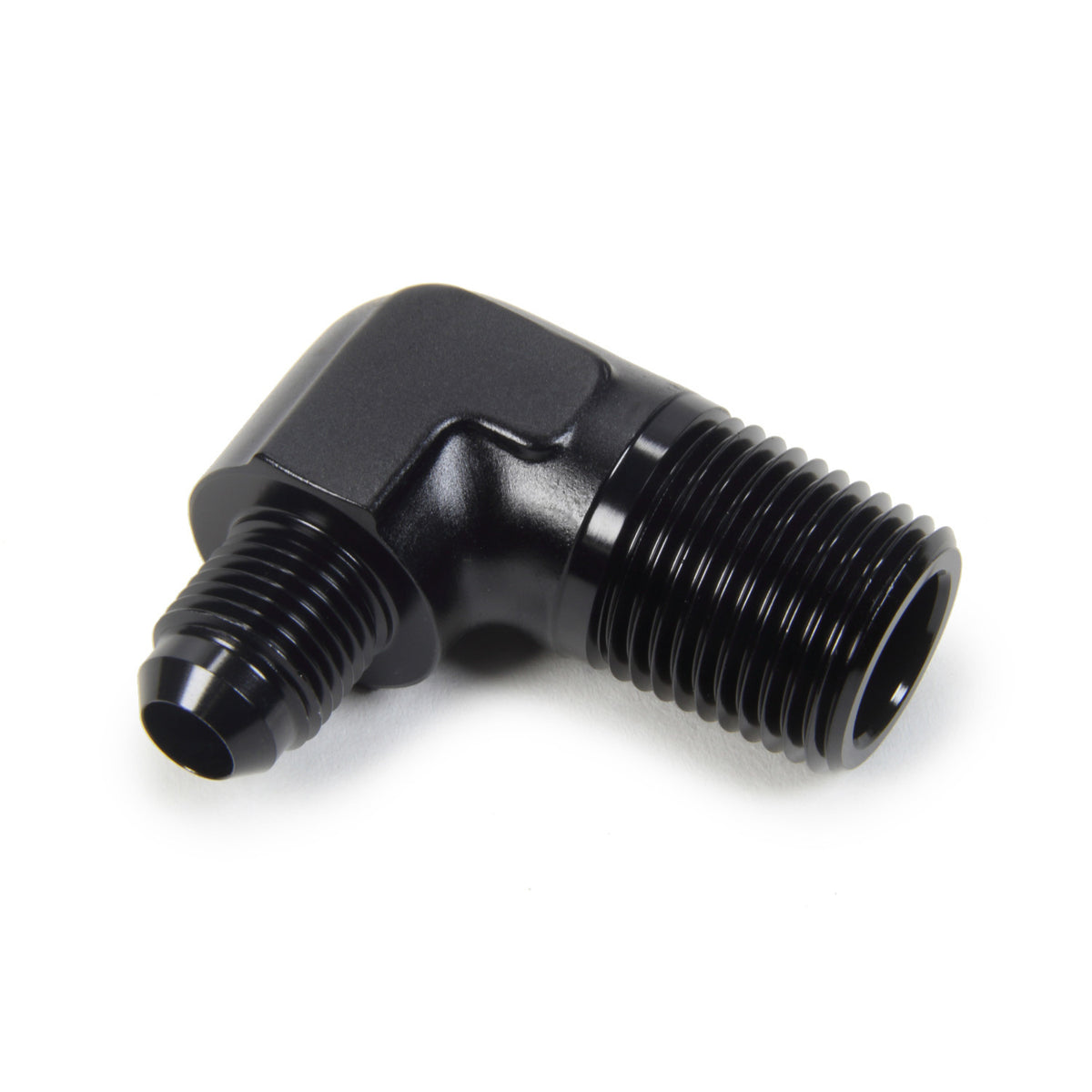 Triple X Race Co. Adapter Fitting 90 Degree 6 AN Male to 1/2" NPT Male Aluminum - Black Anodize