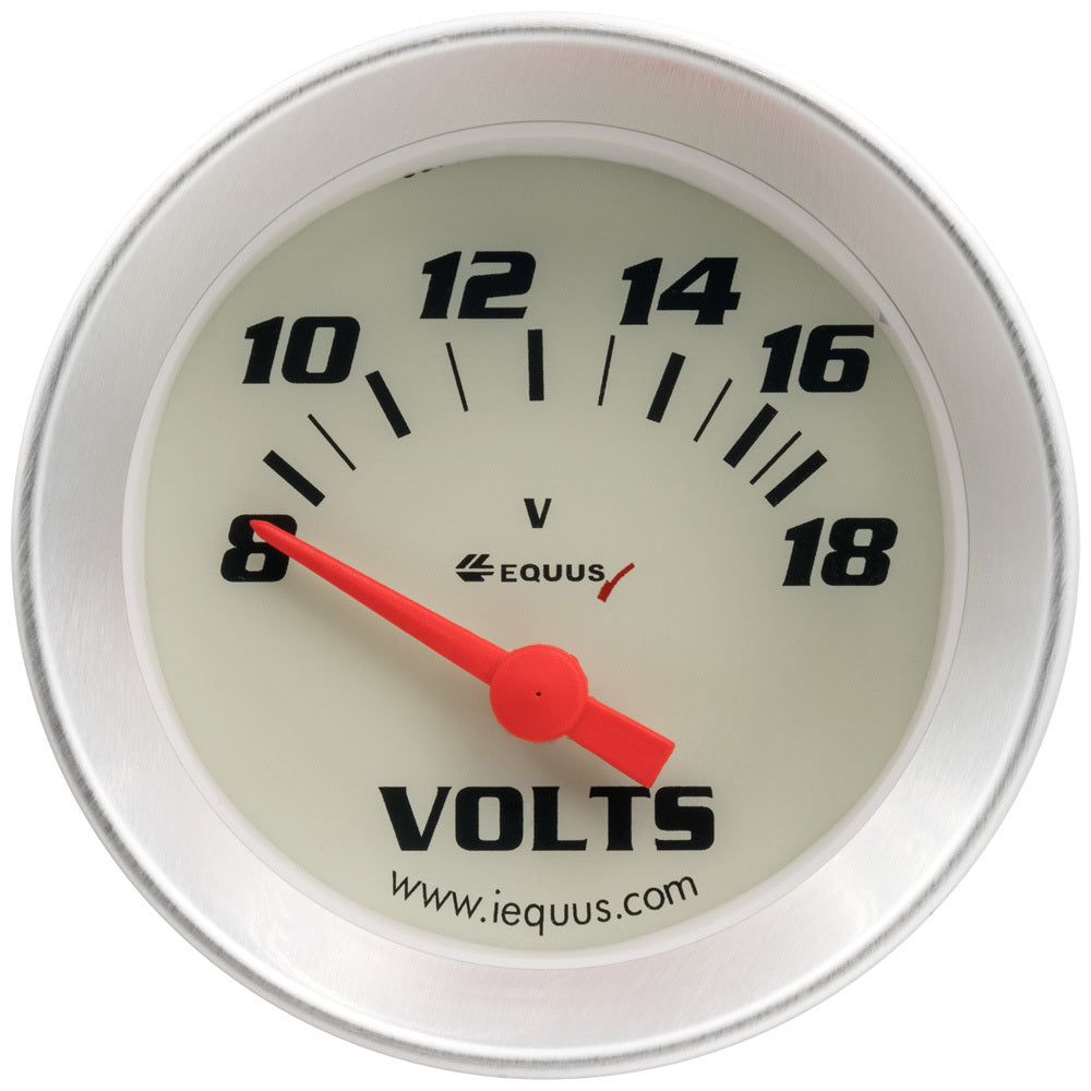 Equus 8000 Series Voltmeter - 8-18V - Electric - Analog - Short Sweep - 2" Diameter - White Face
