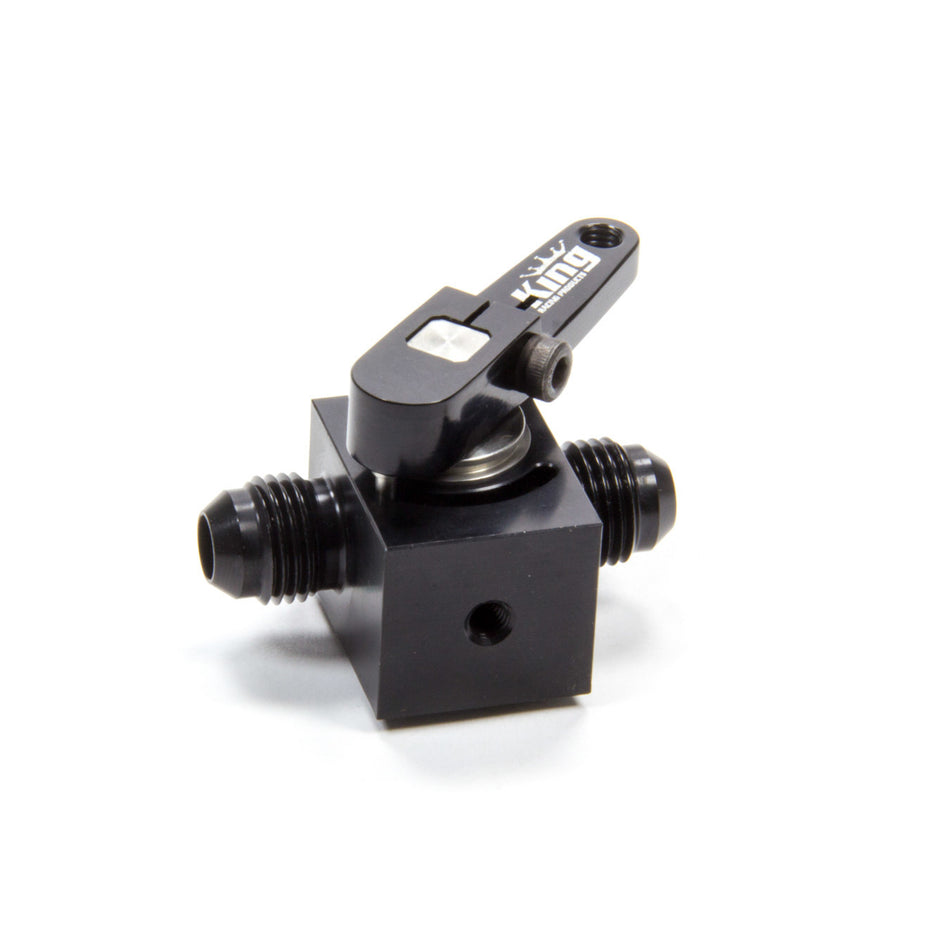 King Racing Products In-Line Fuel Shutoff Valve - 6 AN Male Inlet - 6 AN Male Outlet - Black Anodized 4510