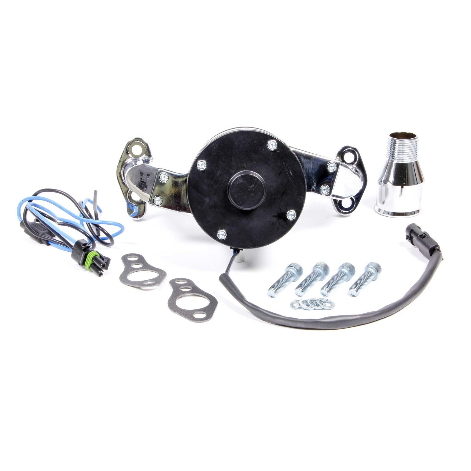 Proform Electric Water Pump - 1 in NPT Female Inlet - Adapter / Gaskets / Hardware - Billet - Chrome - Small Block Chevy