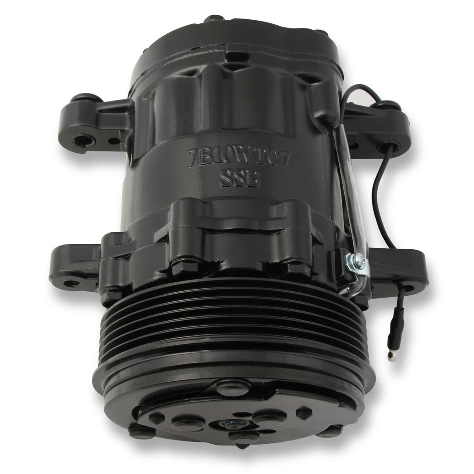 Holley SD7 Air Conditioning Compressor - Passenger Side Mount - Aluminum - Black - GM LS-Series