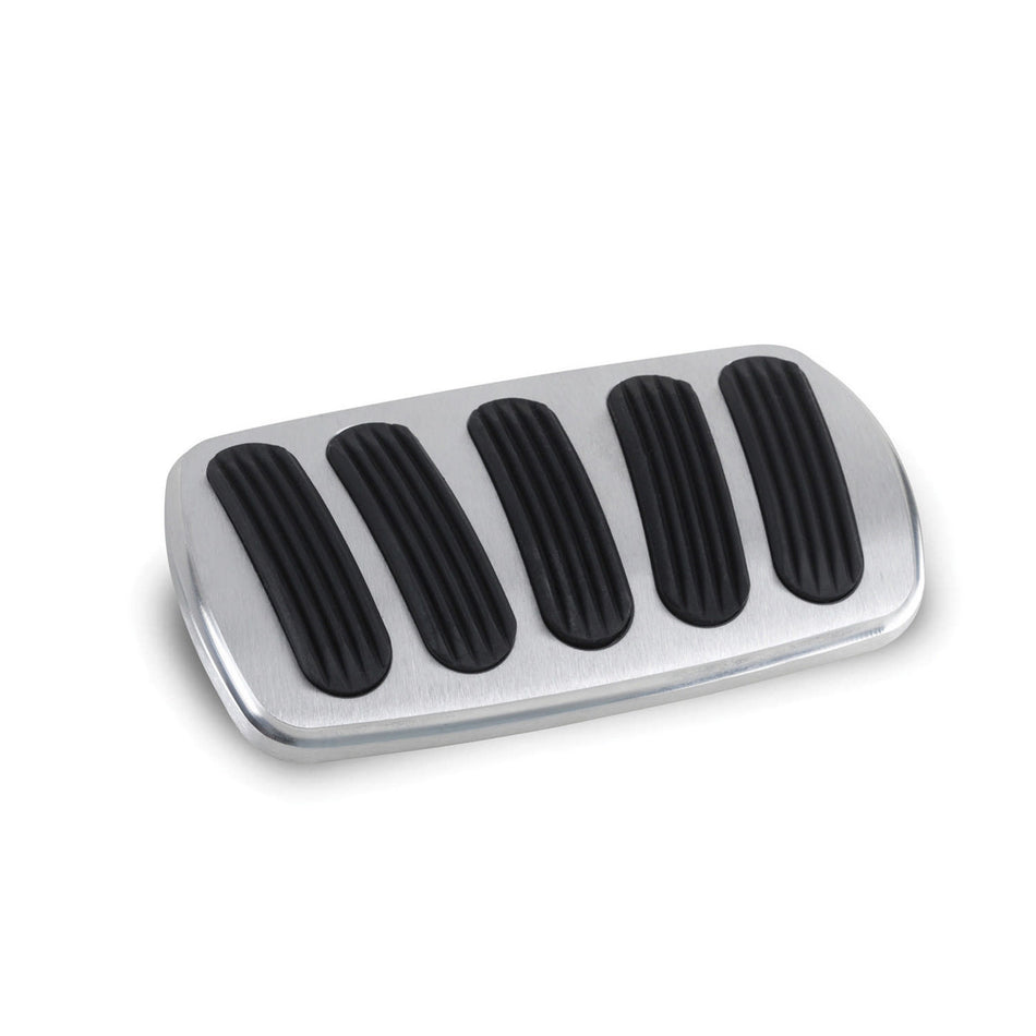 Lokar Curved Brake Pedal Pad - Rubber Pads - Billet Aluminum - Brushed - Automatic - GM X-Body 1962-67