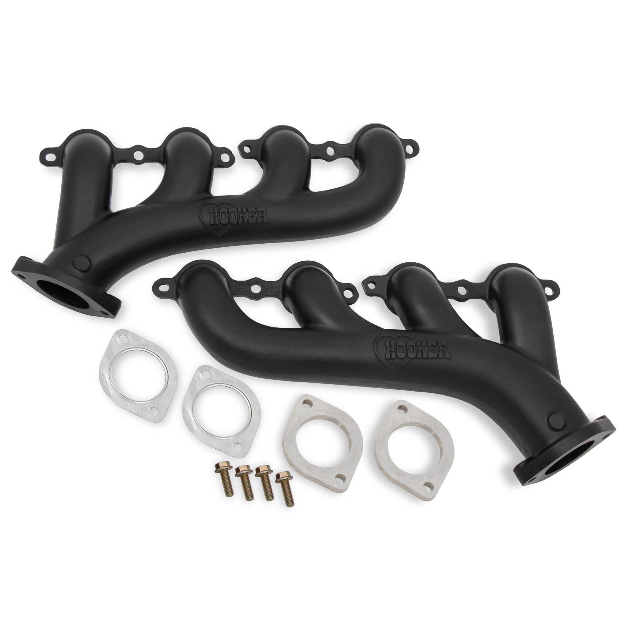 Hooker LS Cast Exhaust Manifold - 2-1/2 in Outlet - Ductile - Black Ceramic - GM LS-Series - Pair