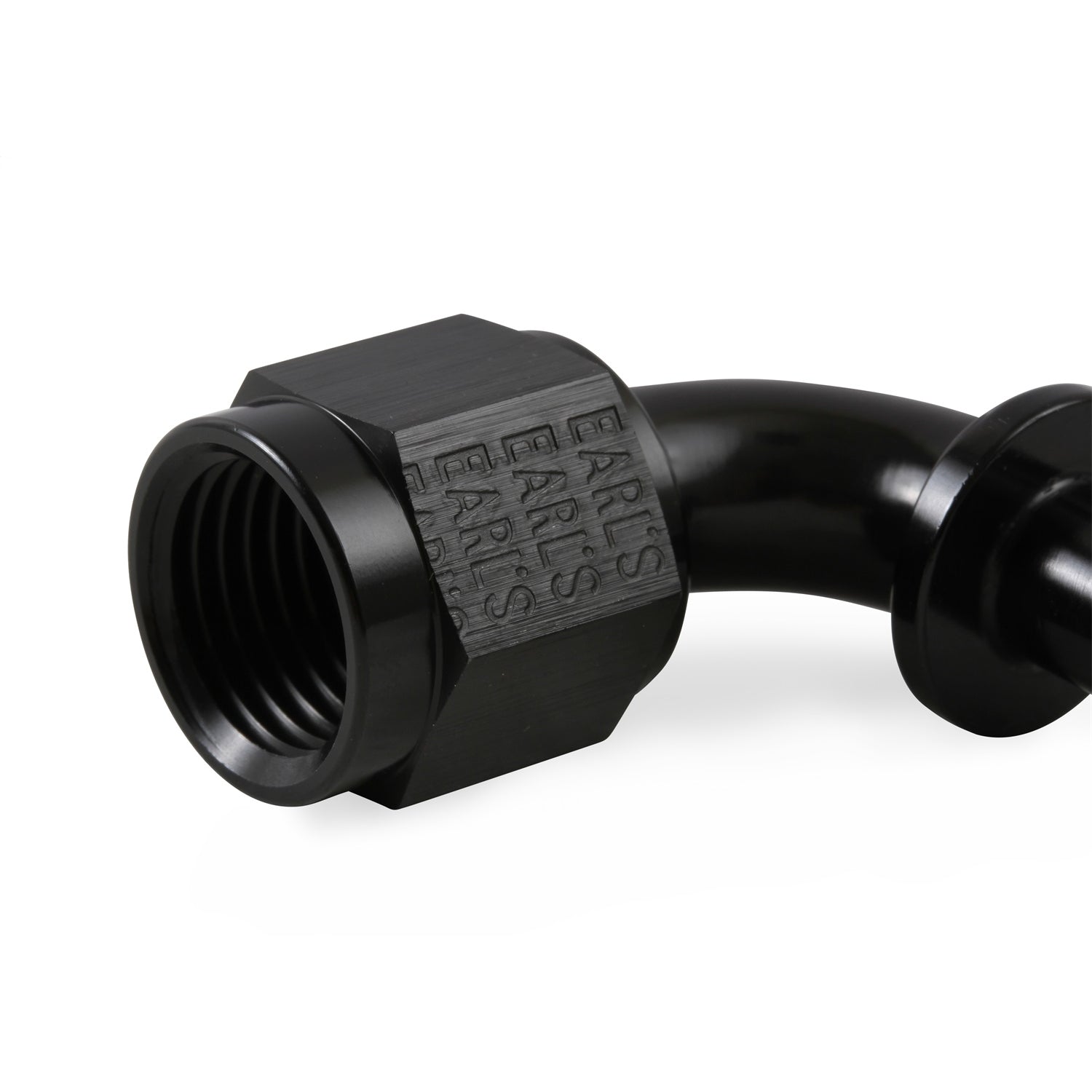 Earl's 90 Degree Hose End - 6 AN Female to 5/16" Barb - Aluminum - Black