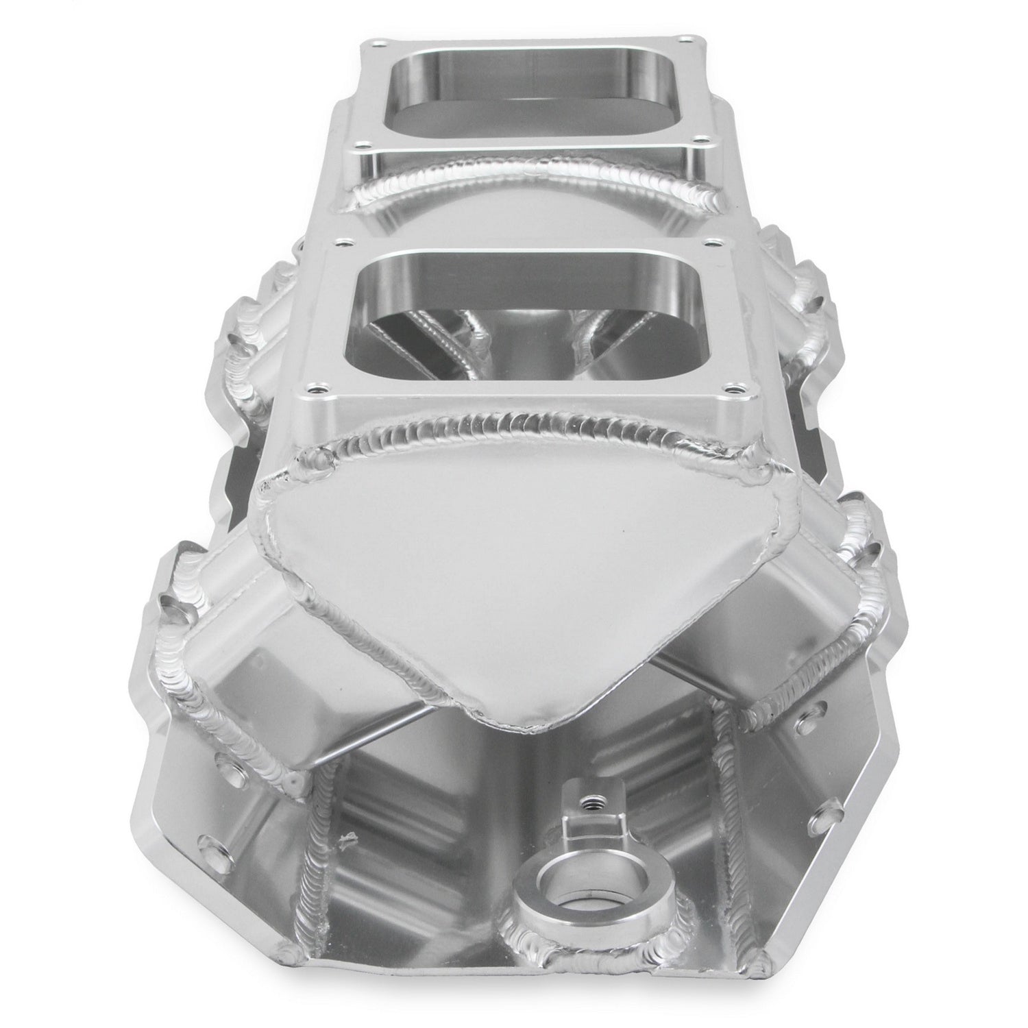 Sniper Fabricated Intake Manifold BBC Single Plane 2 x 4500 Silver with Sniper Logo