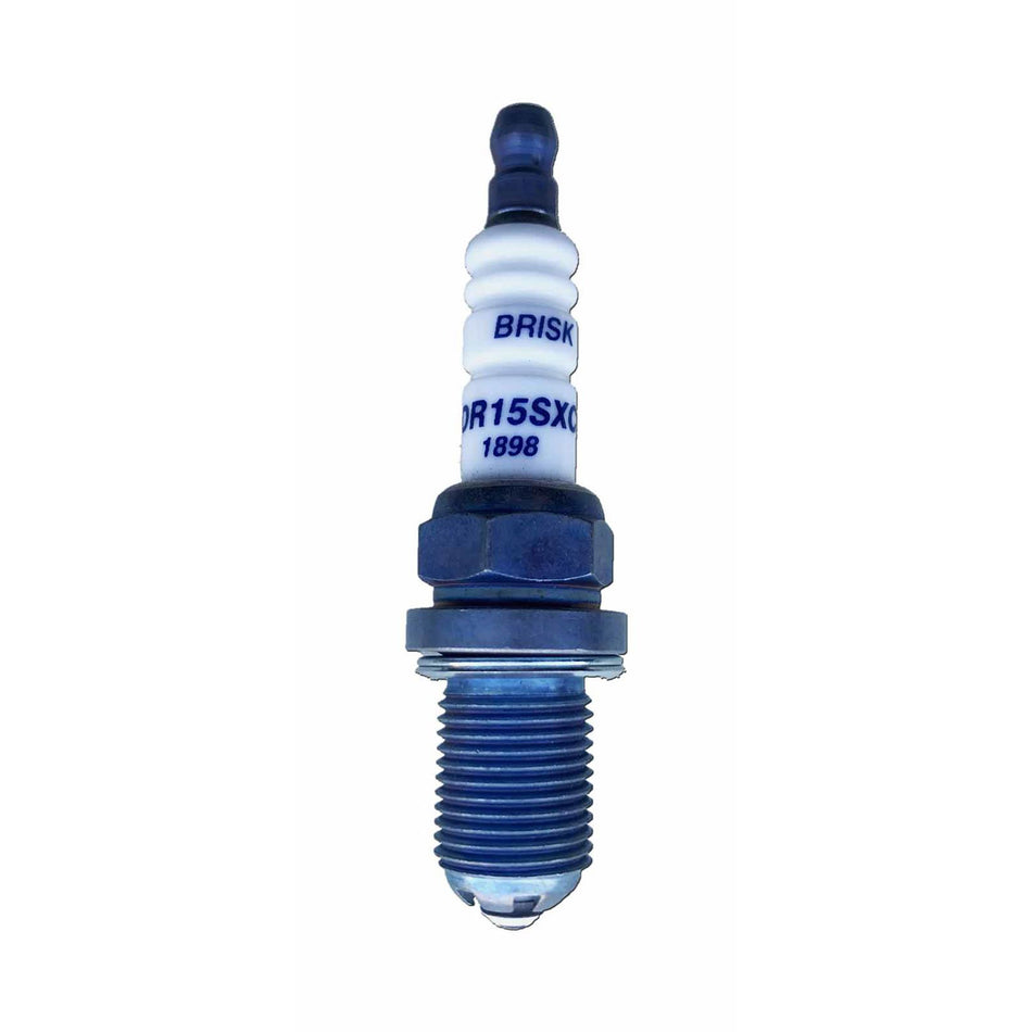 Brisk Premium EVO Spark Plug - 14 mm Thread - 19 mm R - Heat Range 15 - Gasket Seat - Resistor DR15SXC