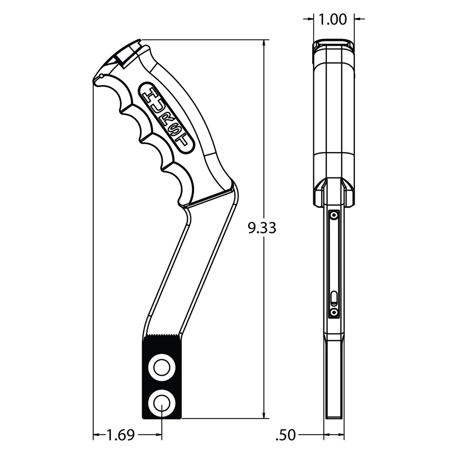 Hurst Shifters Nitro Stick Shifter Stick Double Bend 8-3/4" Pistol Grip - 12V Button - Clear Anodize