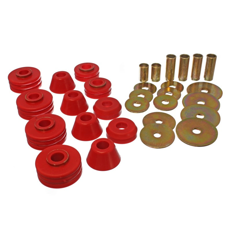 Energy Suspension Hyper-Flex Body Mount Bushing - Red/Cadmium - GM Fullsize Truck 1973-80