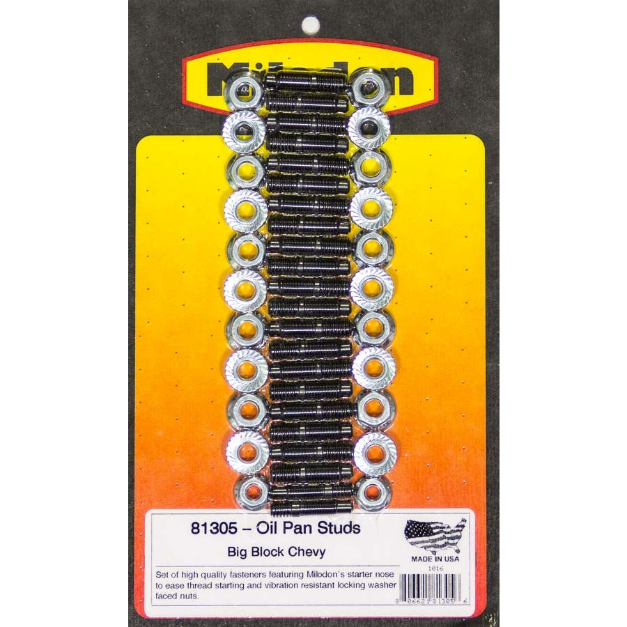 Milodon Oil Pan Stud Hex Nuts Steel Black Oxide - Big Block Chevy