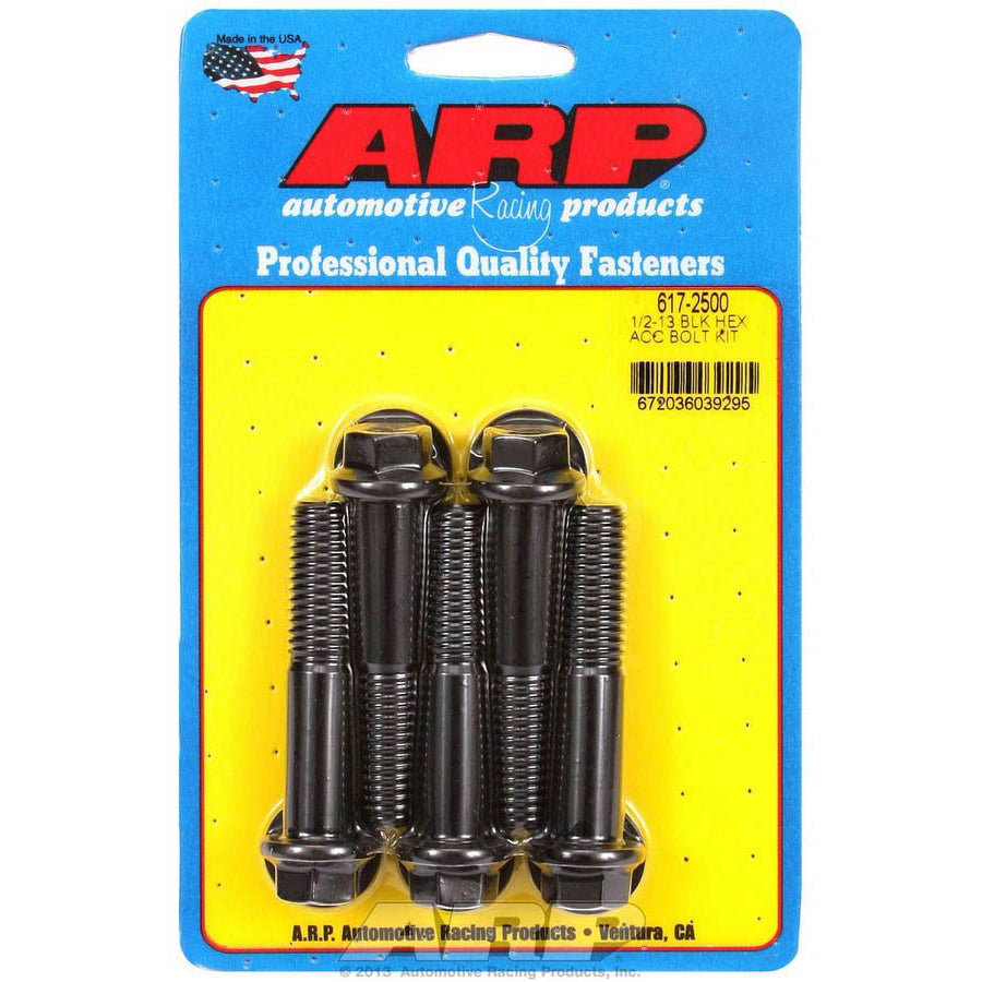 ARP Hex Head Bolt - 1/2-13 in Thread - 2.500 in Long - 9/16 in Head - Chromoly - Black Oxide (Set of 5)