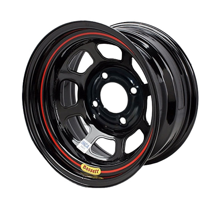 Bassett DOT Street Legal Wheel - 15 x 7" - 4.000" Backspace - 4 x 4.5" Bolt Pattern - Steel - Black Powder Coat