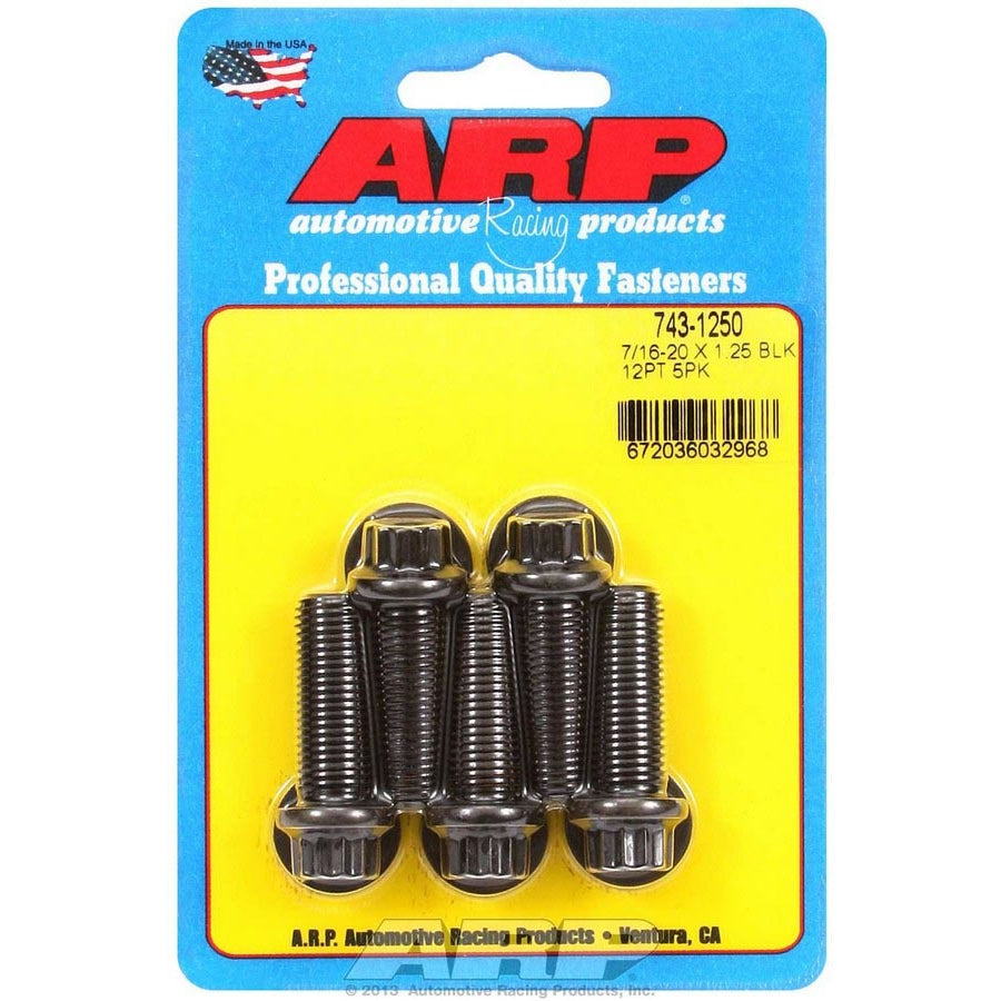 ARP 7/16-20" Thread Bolt 1-1/4" Long 7/16" 12 Point Head Chromoly - Black Oxide