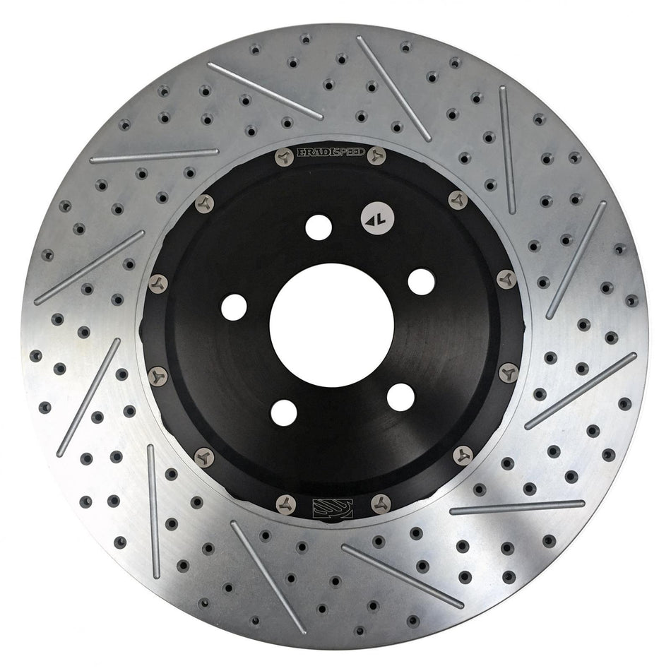 Baer EradiSpeed + Front Brake Rotor - Directional / Drilled / Slotted - 15.000 in OD - 2-Piece - Zinc Plated - Ford Mustang 2015-16 - Pair