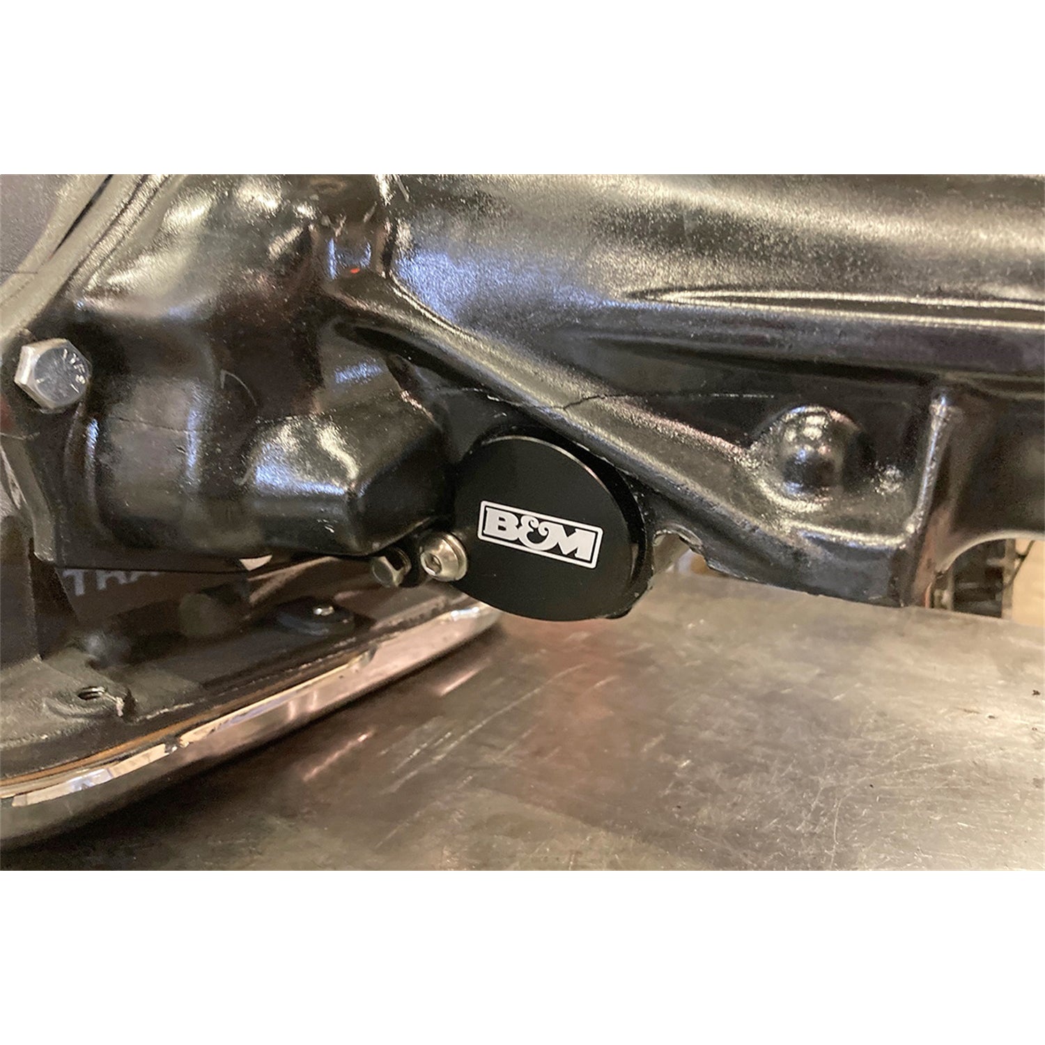 B&M Speedometer Port Plug - Black - B&M Logo - TF-727/36RH/37RH/46RH/47RH - Mopar