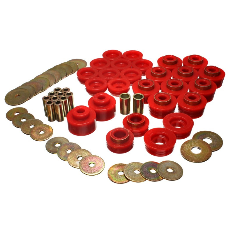 Energy Suspension Hyper-Flex Body Mount Bushing - Red / Cadmium - GM A-Body / G-Body 1978-88