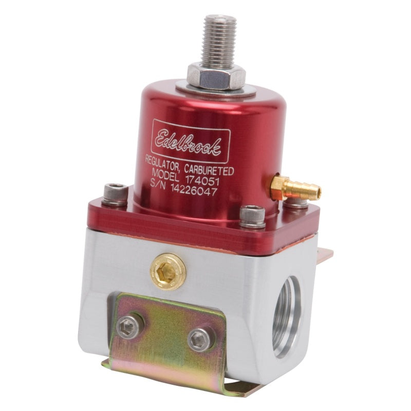 Edelbrock 5-10 psi Fuel Pressure Regulator Inline 10 An Inlets/Outlet 6 AN Return - Bypass - Red Anodize