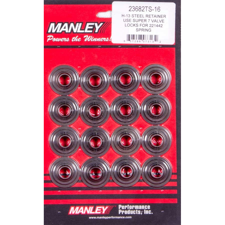 Manley Super 7 Degree Valve Spring Retainer - 1.120 in / 0.805 in OD Steps - 1.560 in Dual Spring - Set of 16