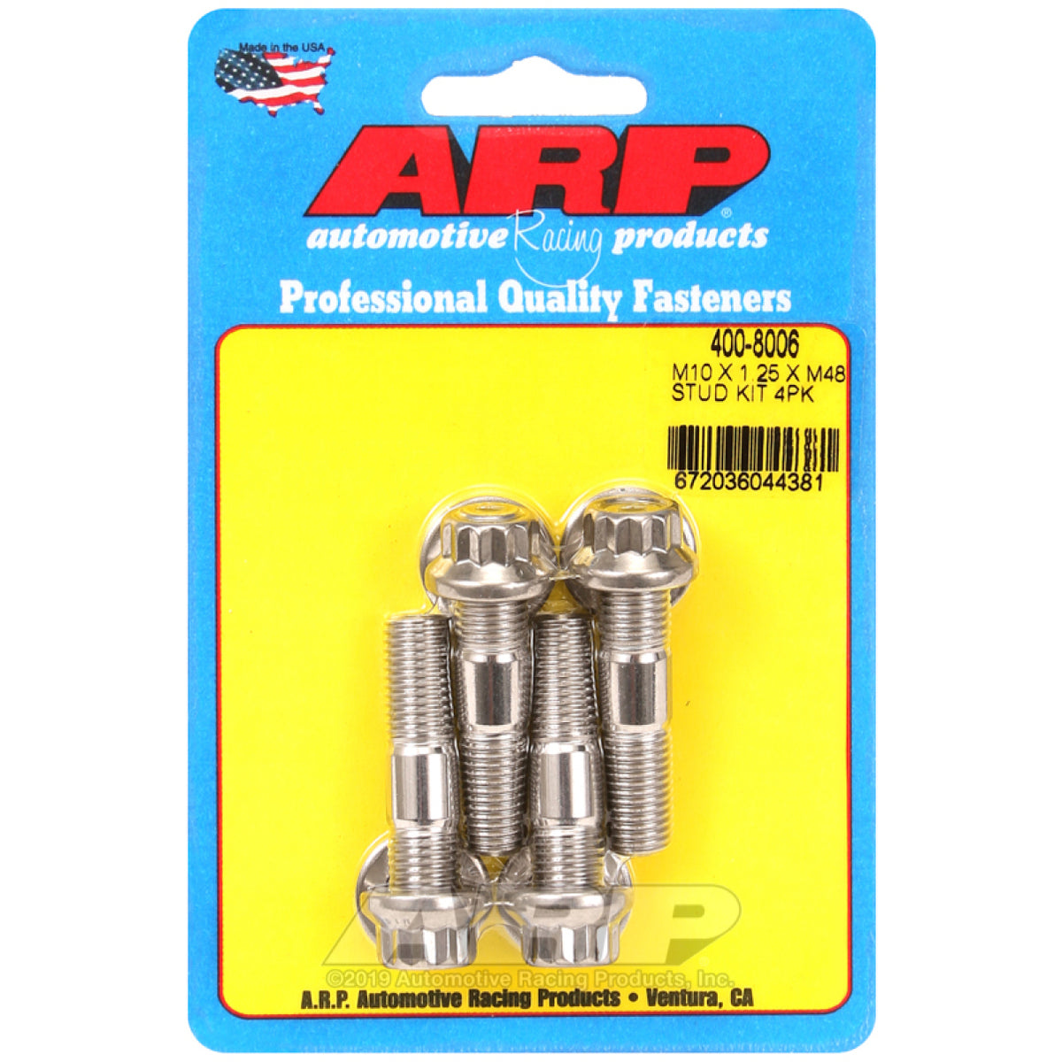 ARP Stud - 1.890" Long - 12 Point Nuts - Stainless - Polished - Universal - (Set of 4)