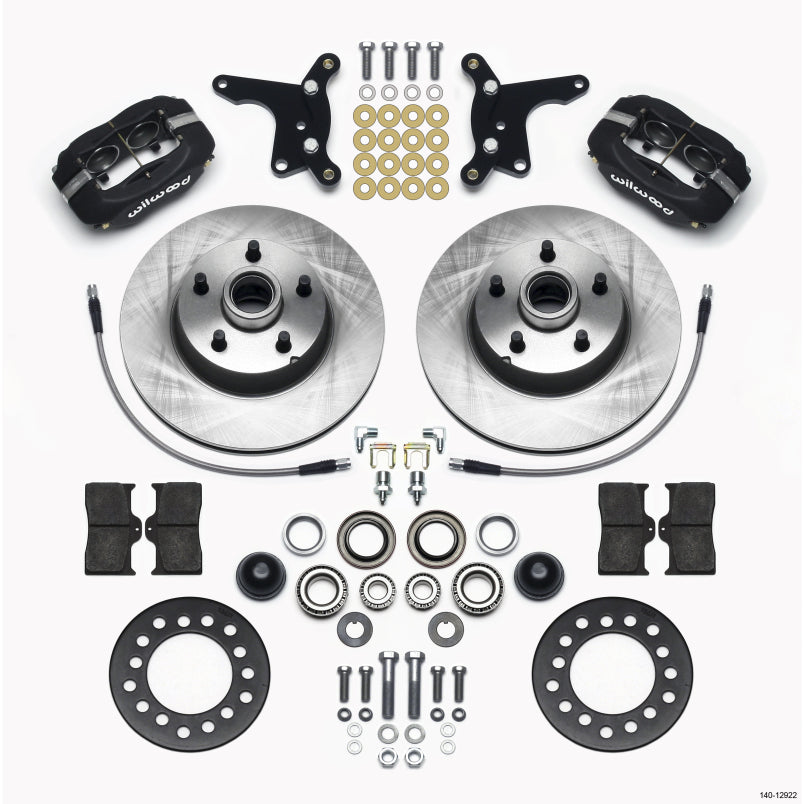 Wilwood Dynalite Front Brake System - 4 Piston Caliper - 11.28 in Solid Iron Rotor - Black - Ford Fullsize Car/SUV 1954-56