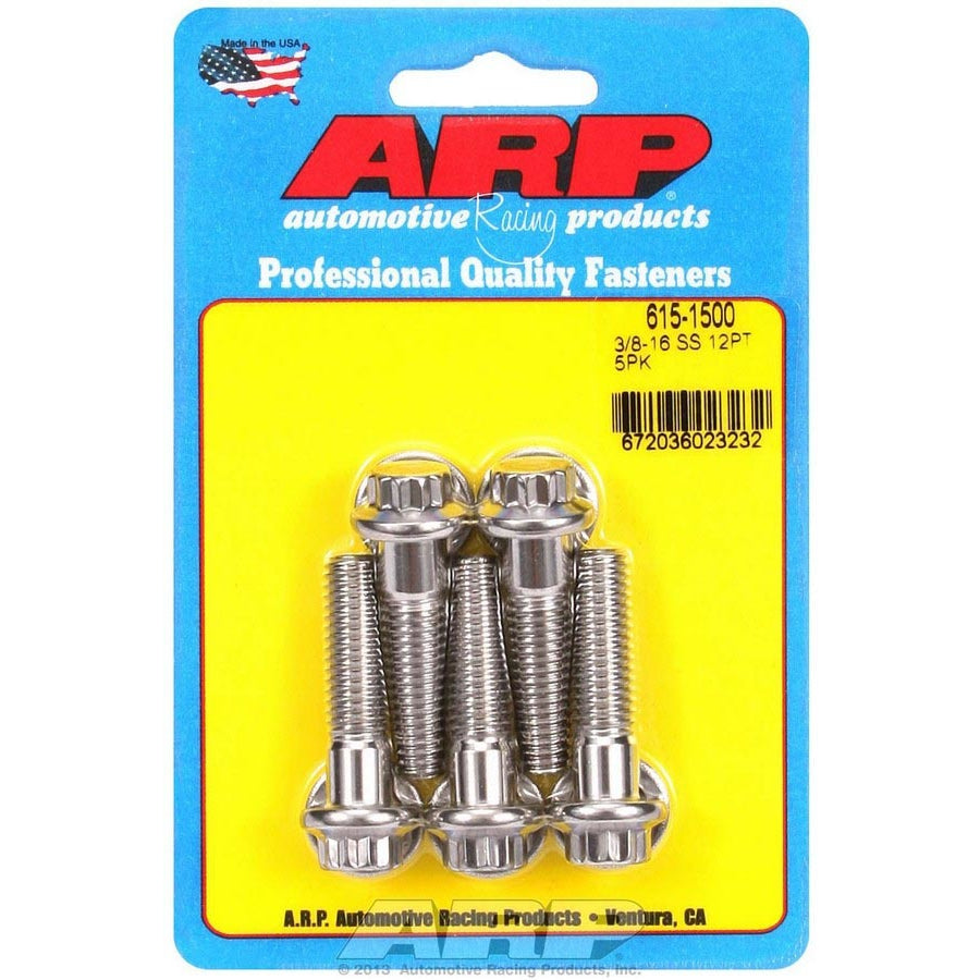 ARP 3/8-16" Thread Bolt 1-1/2" Long 7/16" 12 Point Head Stainless - Natural