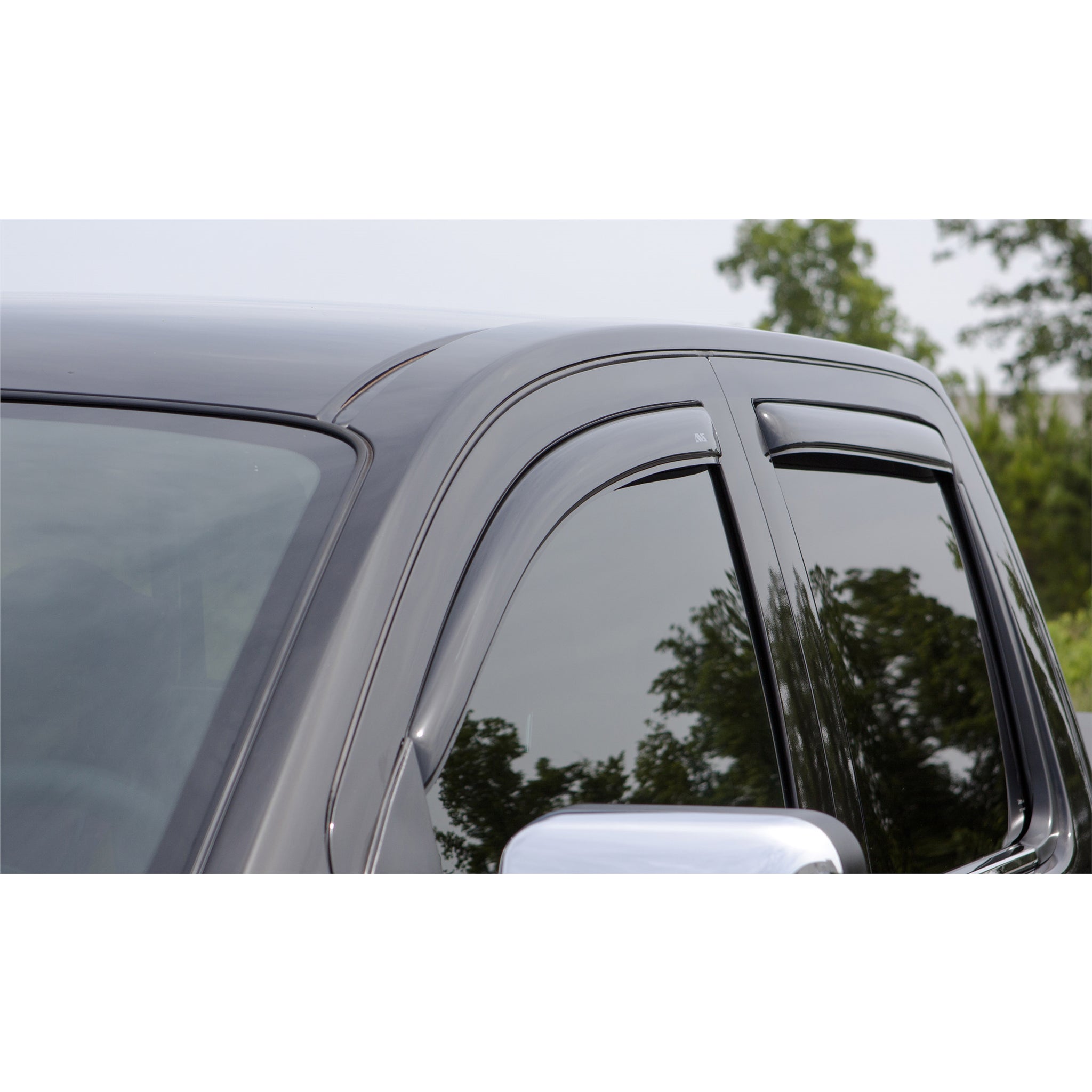 Auto Ventshade Front / Rear In-Channel Ventvisor - Stick-On - Dark Smoke - Crew Cab - Dodge Ram Fullsize Truck 2002-09